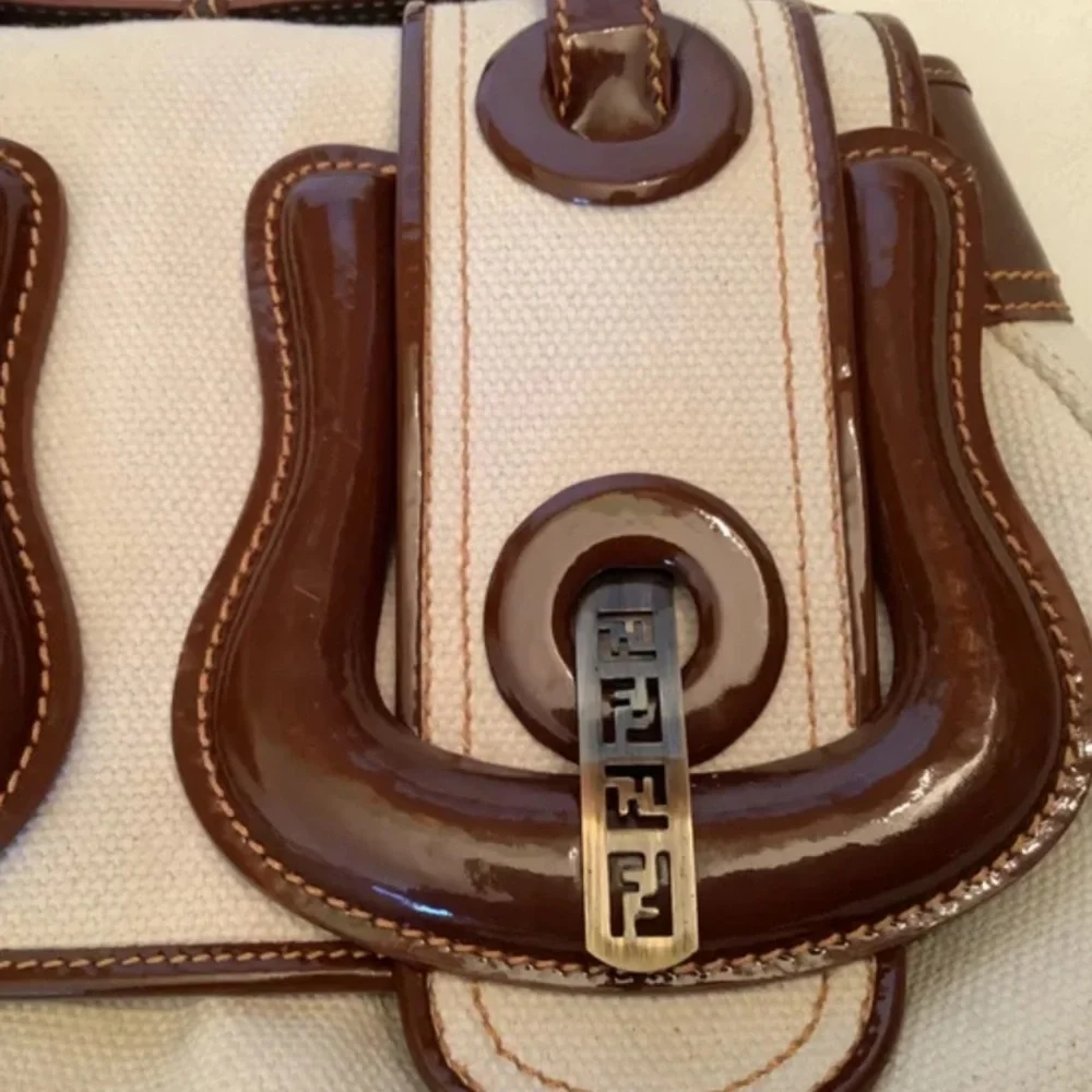Vintage FENDI Bag with cotton fabric - excellent condition - Picture 4 of 13